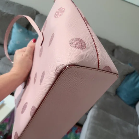 NWT - Kate Spade - Hani, Haven Lane Glitter Pink Polka Dot Tote - Picture 8 of 16